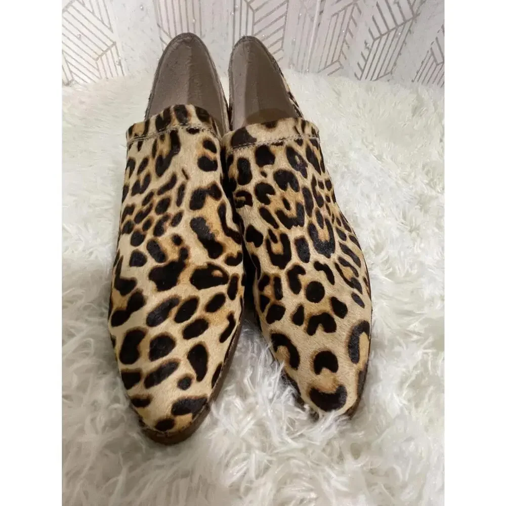 EUC Crown Vintage Morrison Calf Hair Leather Ankle Booties Leopard Print Size 9M